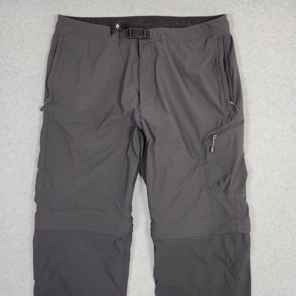 Montbell Pants XL Gray Convertible Stretch OD Hiking Lightweight Belted Ripstop